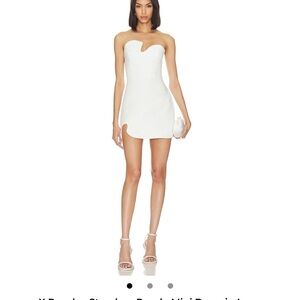 Amanda Uprichard White Strapless Mini Dress with Sculpted Neckline